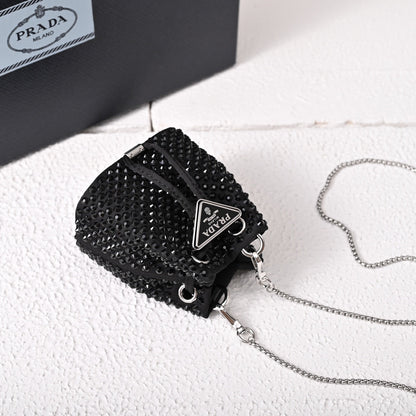 Embellished satin mini-pouch