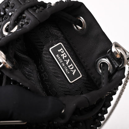 Embellished satin mini-pouch