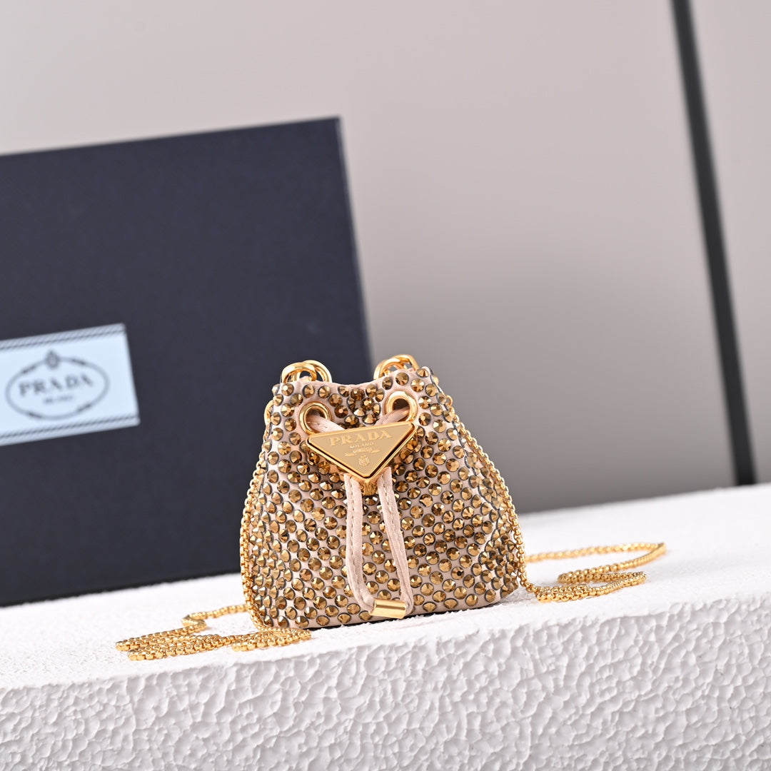 Embellished satin mini-pouch