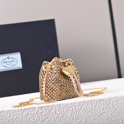 Embellished satin mini-pouch