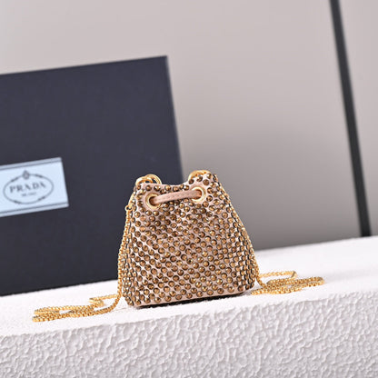 Embellished satin mini-pouch