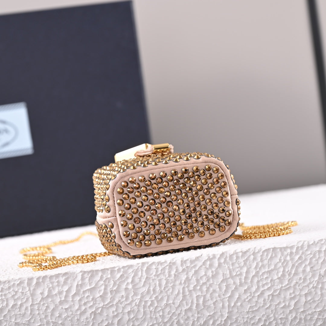 Embellished satin mini-pouch