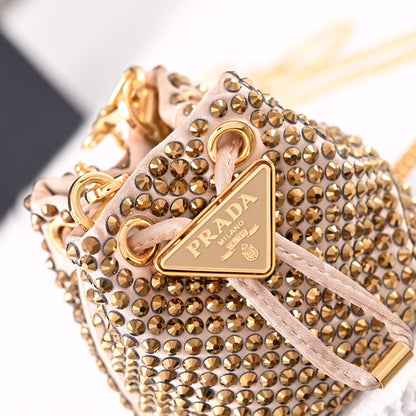 Embellished satin mini-pouch