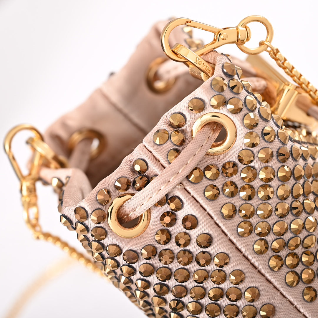 Embellished satin mini-pouch