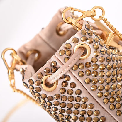 Embellished satin mini-pouch