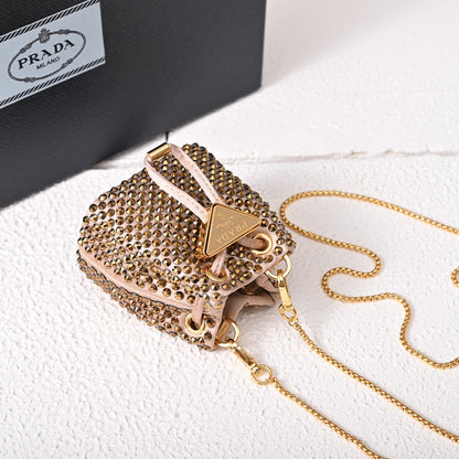 Embellished satin mini-pouch