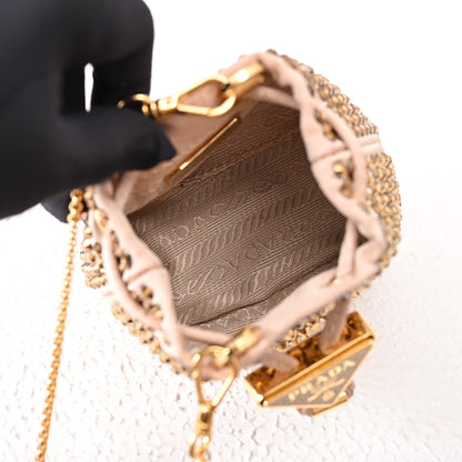 Embellished satin mini-pouch