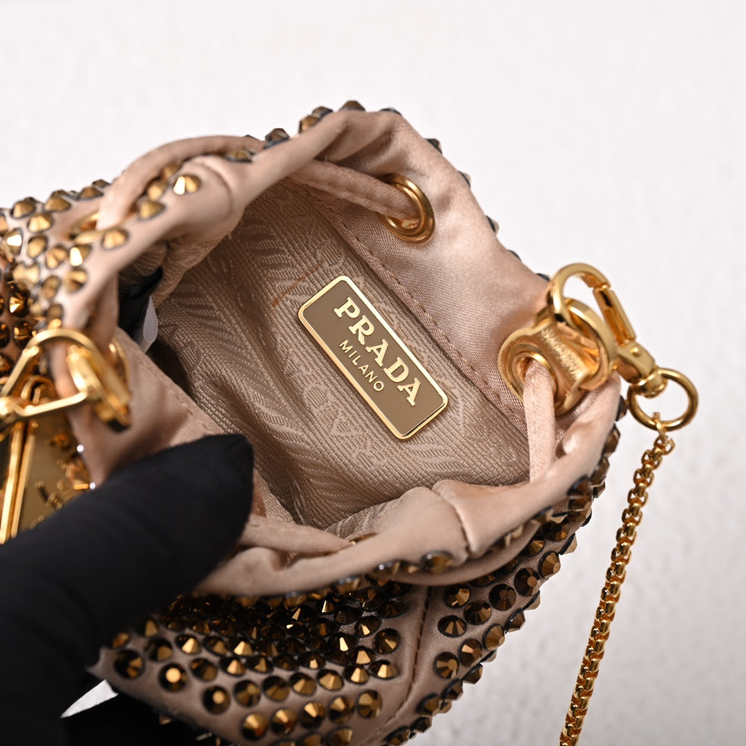 Embellished satin mini-pouch