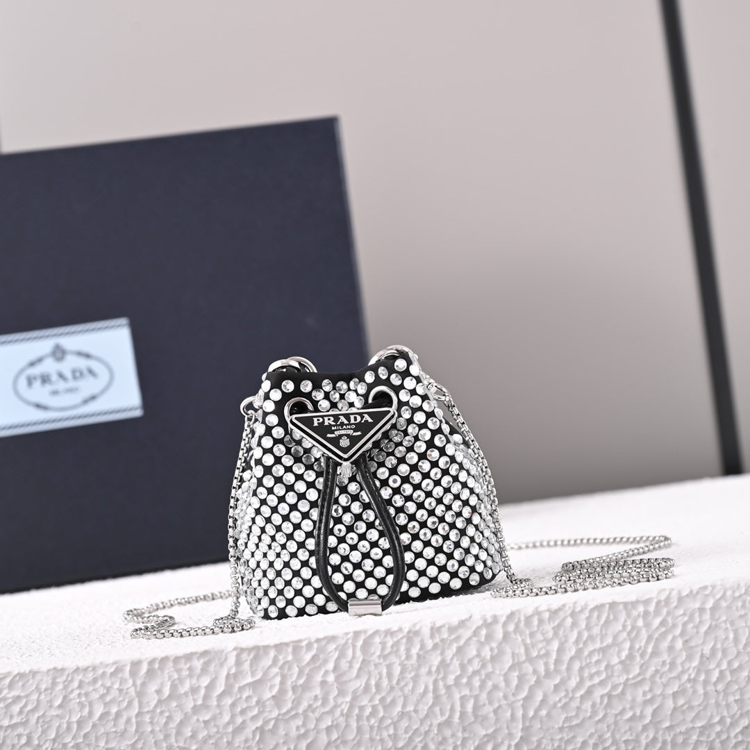 Embellished satin mini-pouch