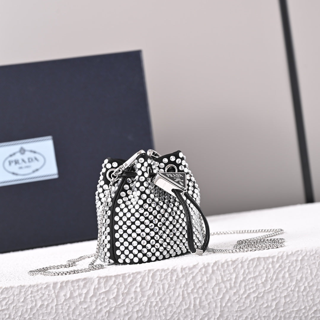 Embellished satin mini-pouch