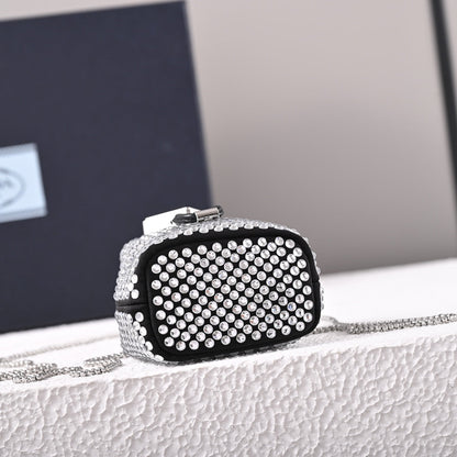 Embellished satin mini-pouch