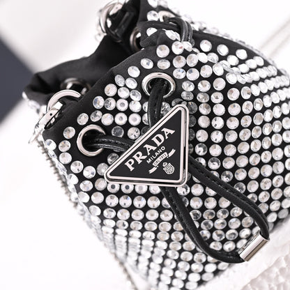 Embellished satin mini-pouch