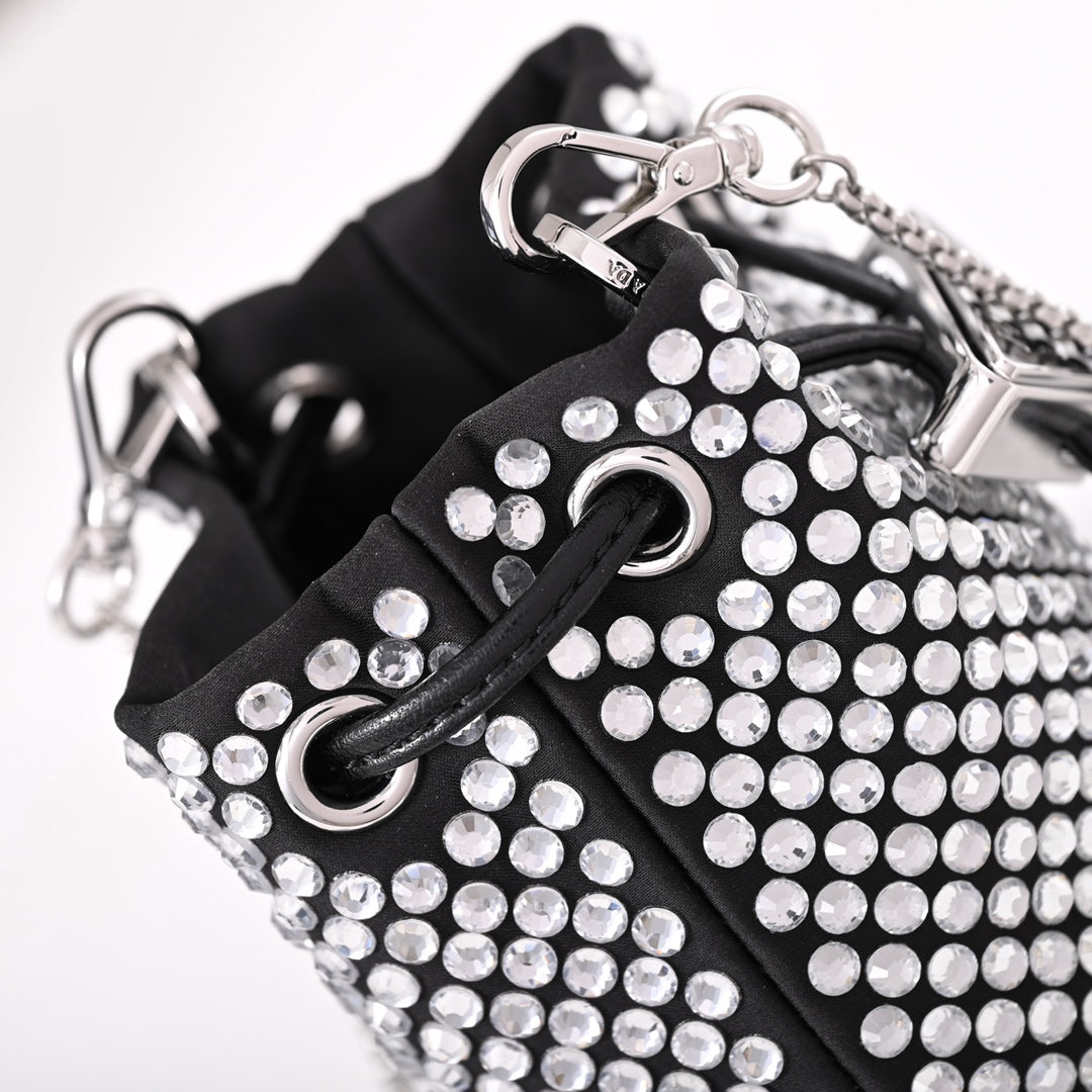Embellished satin mini-pouch