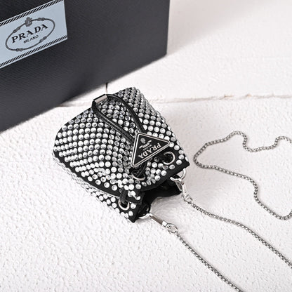 Embellished satin mini-pouch