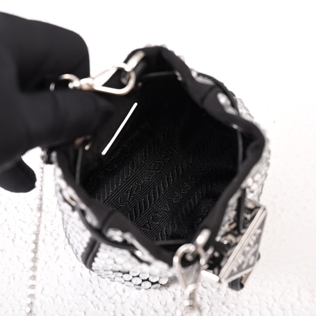 Embellished satin mini-pouch