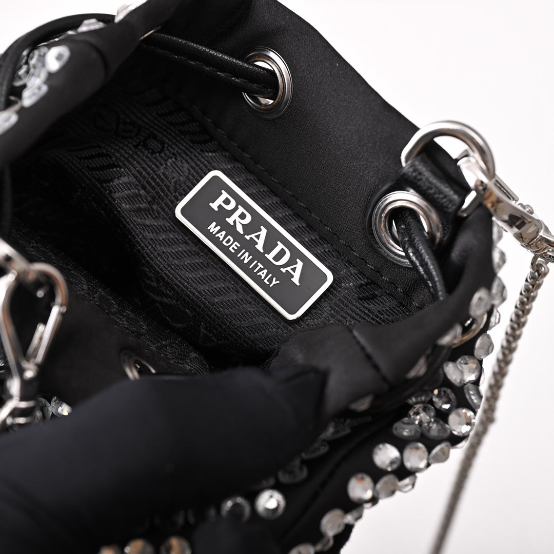 Embellished satin mini-pouch