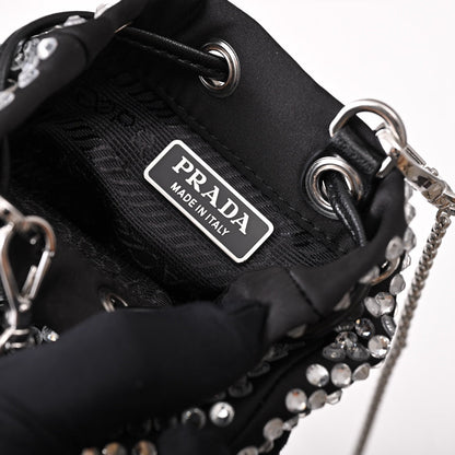 Embellished satin mini-pouch