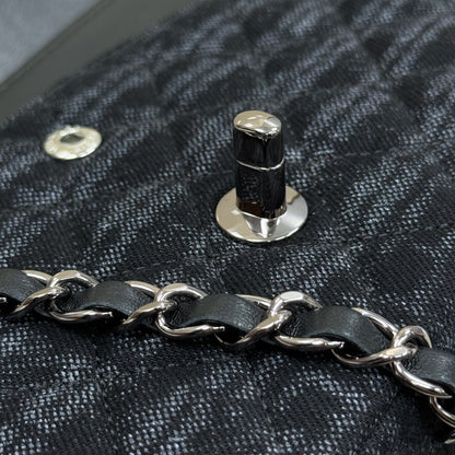 Classic 11.12 Handbag 25.5 Printed Denim & Ruthenium-Finish Metal Black