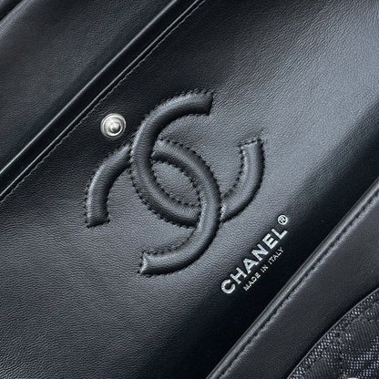 Classic 11.12 Handbag 25.5 Printed Denim & Ruthenium-Finish Metal Black