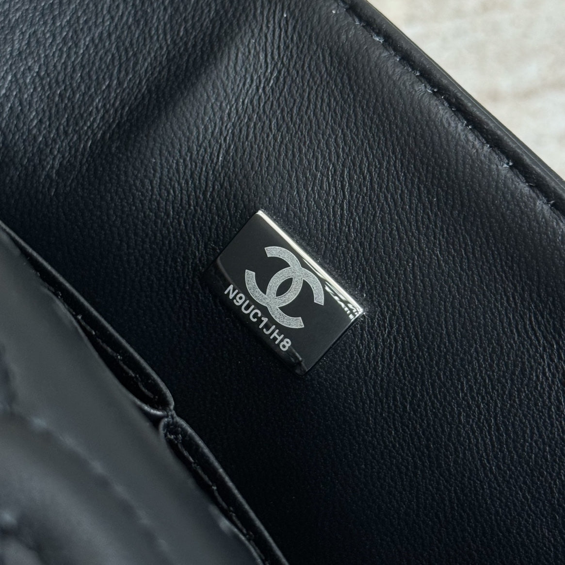 Classic 11.12 Handbag 25.5 Printed Denim & Ruthenium-Finish Metal Black