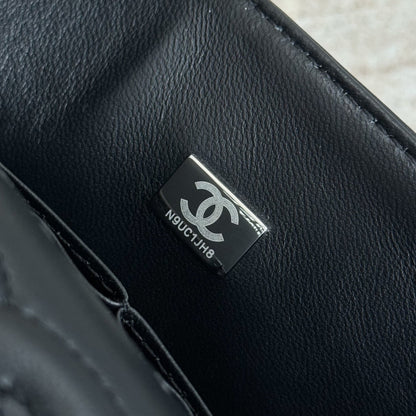 Classic 11.12 Handbag 25.5 Printed Denim & Ruthenium-Finish Metal Black