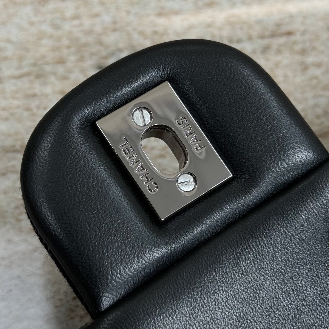 Classic 11.12 Handbag 25.5 Printed Denim & Ruthenium-Finish Metal Black