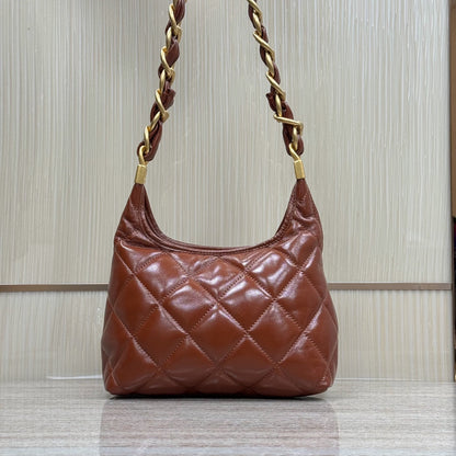 Hobo Handbag Shiny Calfskin & Gold-Tone Metal