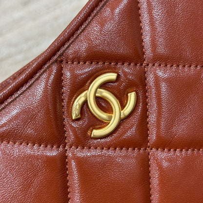 Hobo Handbag Shiny Calfskin & Gold-Tone Metal