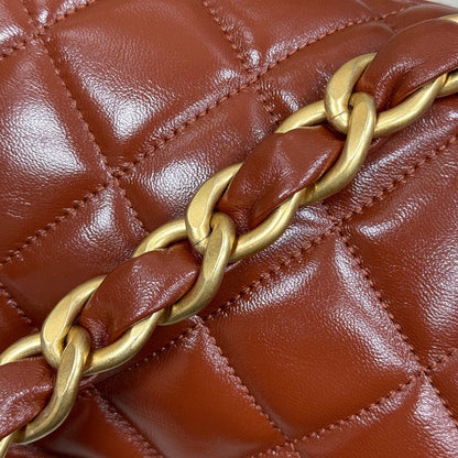 Hobo Handbag Shiny Calfskin & Gold-Tone Metal