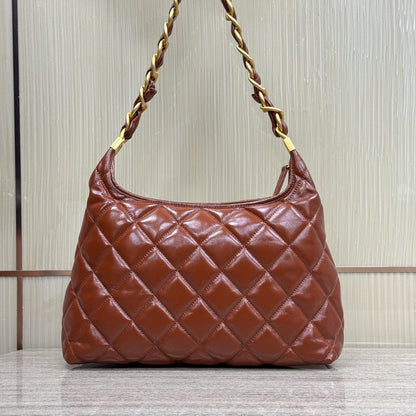 Hobo Handbag Shiny Calfskin & Gold-Tone Metal