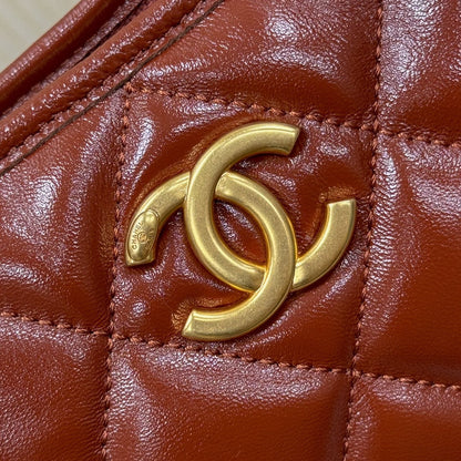 Hobo Handbag Shiny Calfskin & Gold-Tone Metal