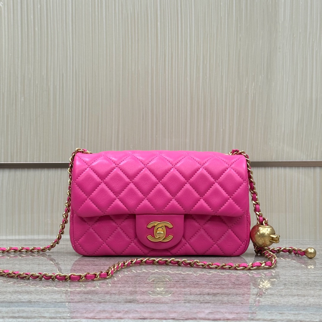 CF20 Golden Globe CLASSIC HANDBAG  Lambskin Rose Red