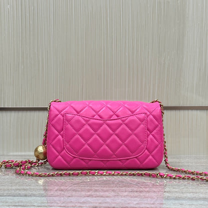 CF20 Golden Globe CLASSIC HANDBAG  Lambskin Rose Red