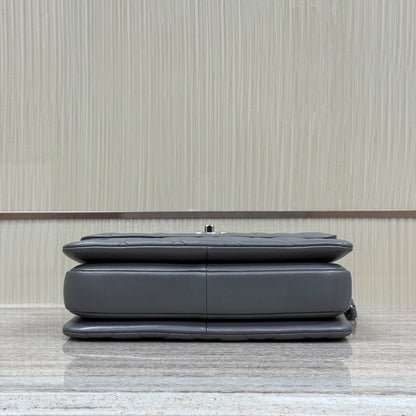 FLAP BAG WITH TOP HANDLE Trendy cc Lambskin Gray