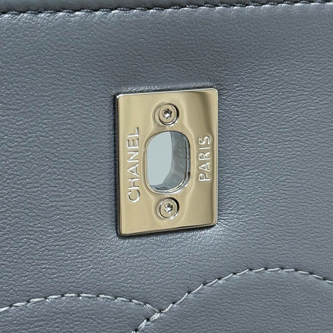 FLAP BAG WITH TOP HANDLE Trendy cc Lambskin Gray