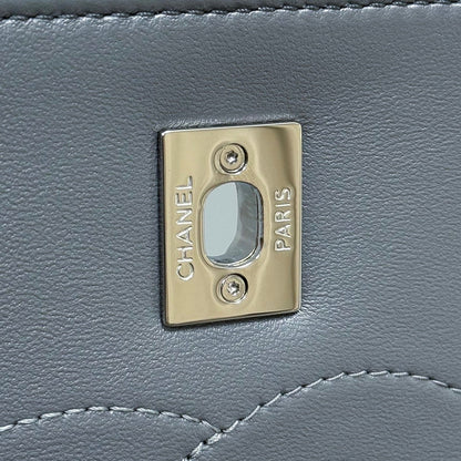 FLAP BAG WITH TOP HANDLE Trendy cc Lambskin Gray