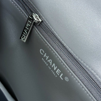 FLAP BAG WITH TOP HANDLE Trendy cc Lambskin Gray