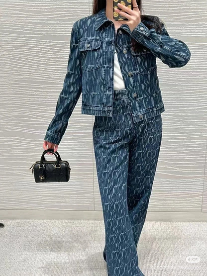 D 24fw miss jacquard denim jacket