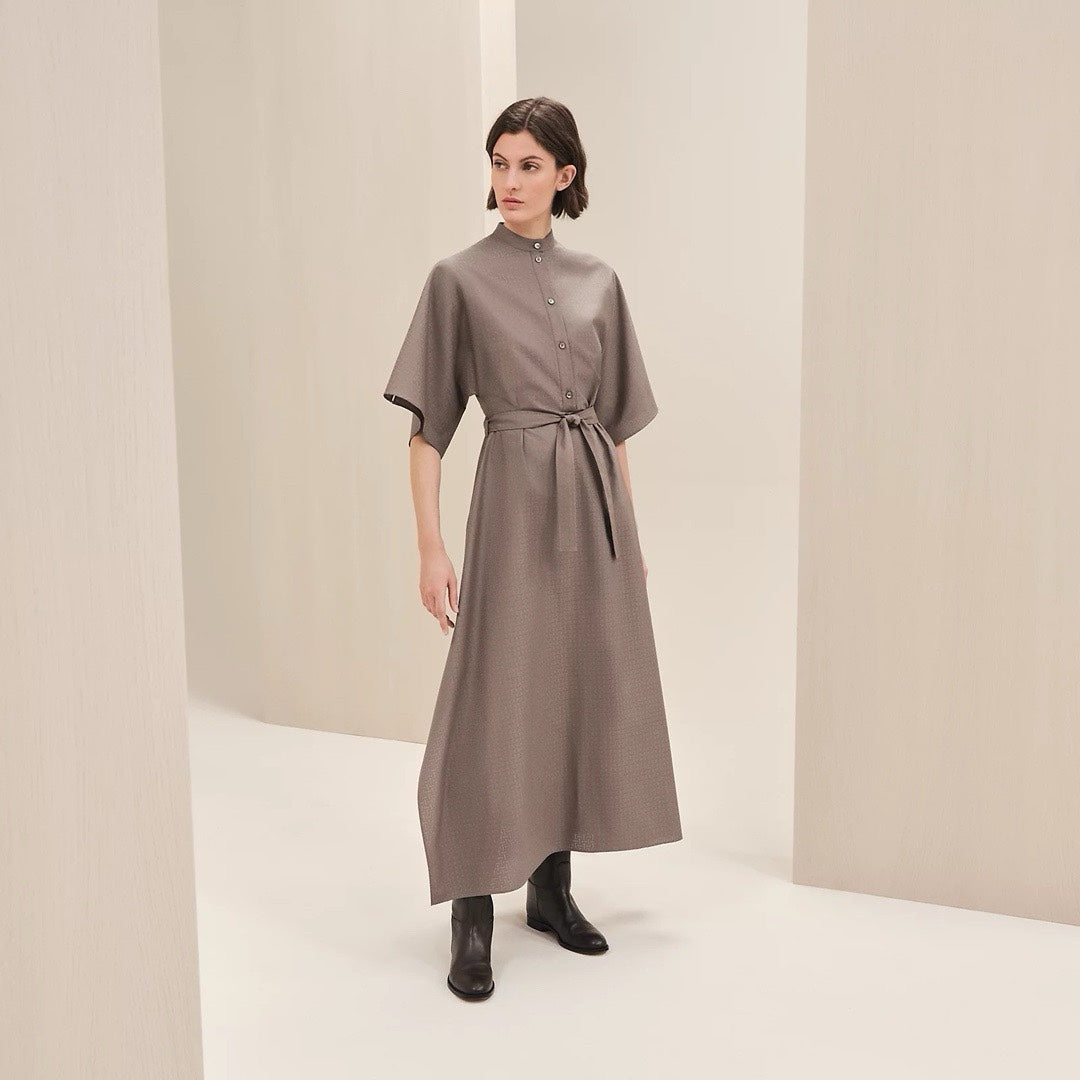 h 25ss jacquard shirt dress