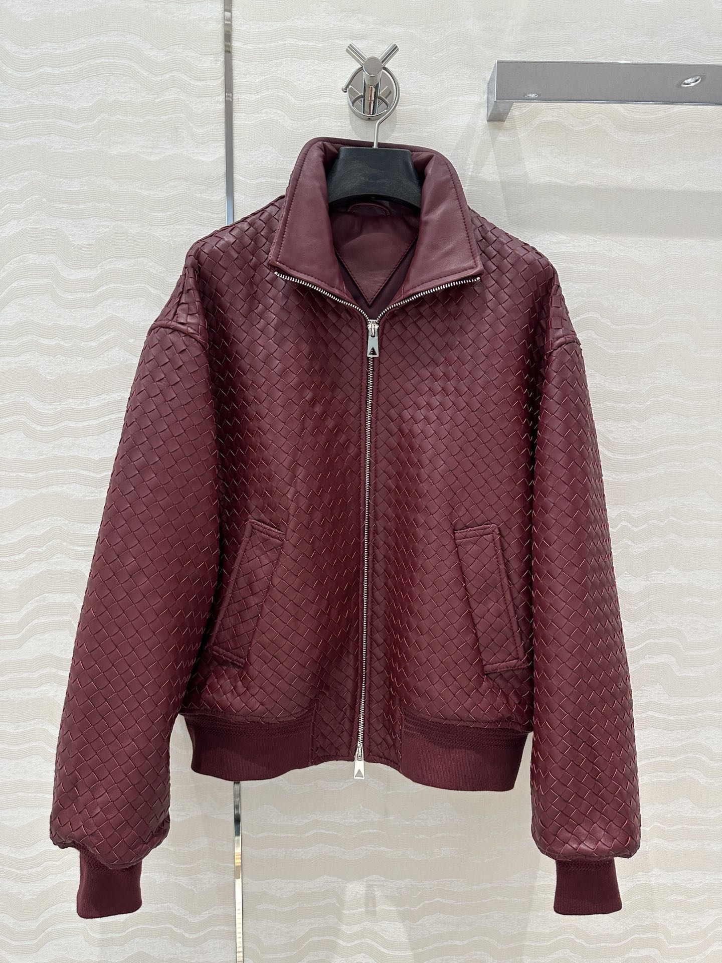 24fw woven leather jacket