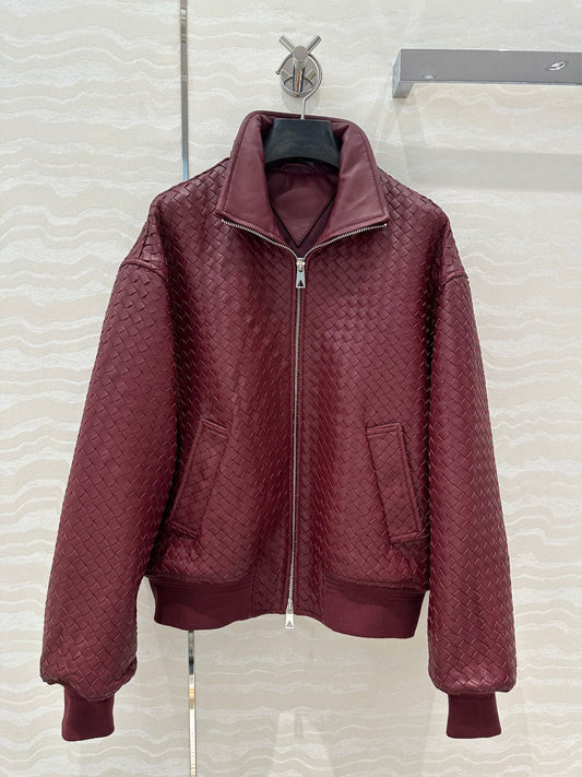 24fw woven leather jacket
