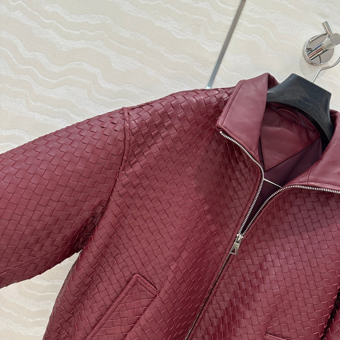 24fw woven leather jacket