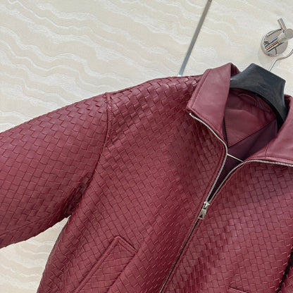 24fw woven leather jacket