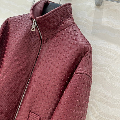 24fw woven leather jacket
