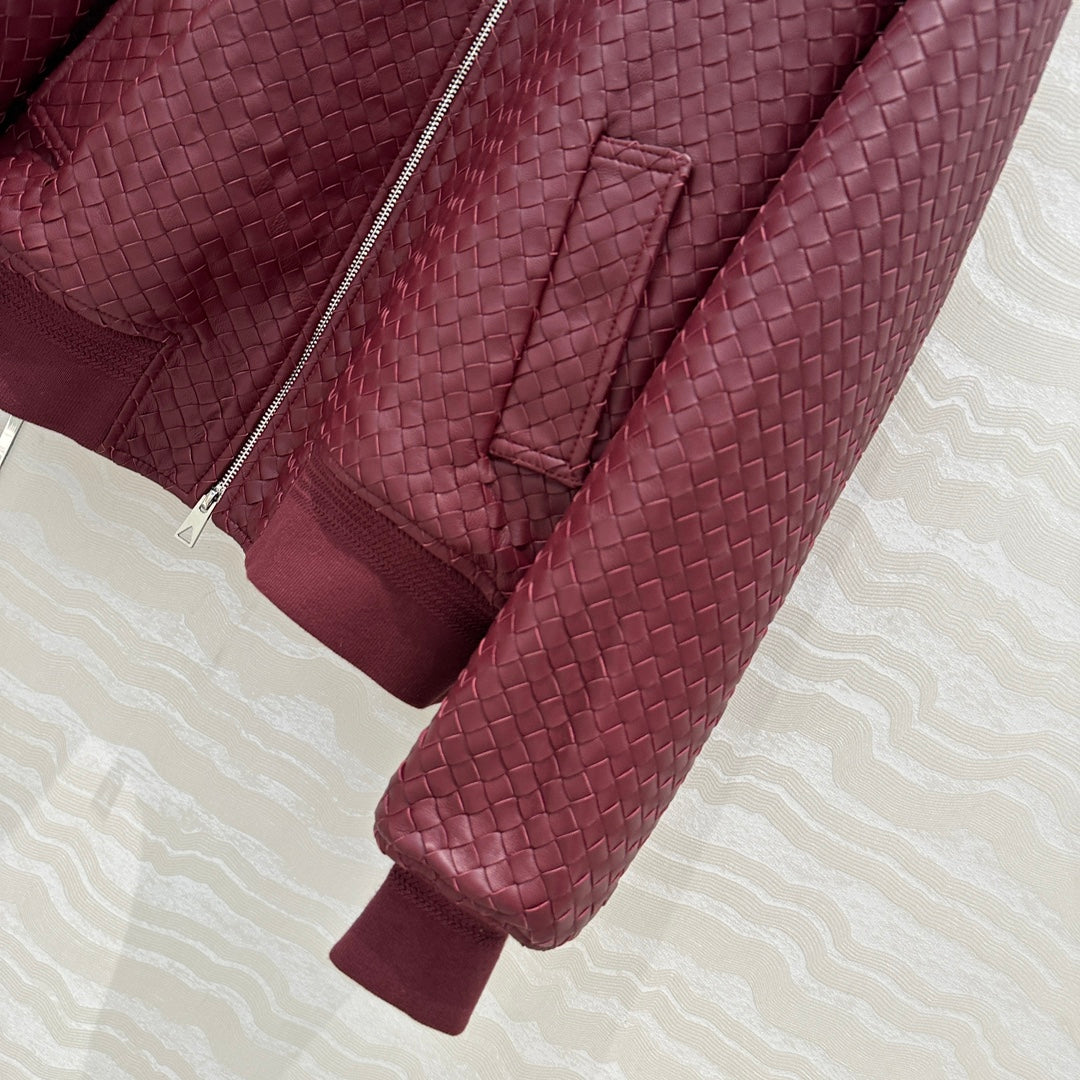 24fw woven leather jacket