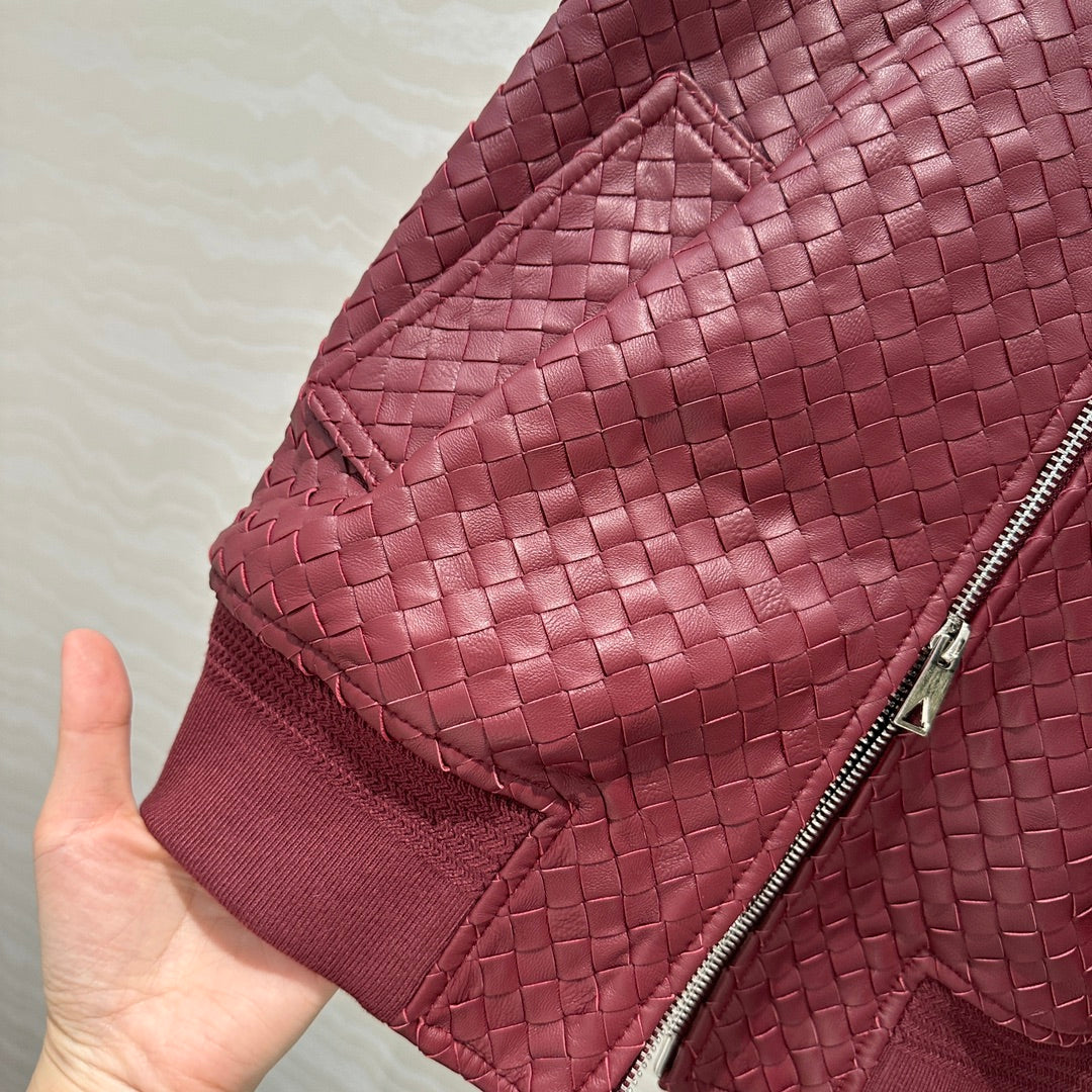 24fw woven leather jacket