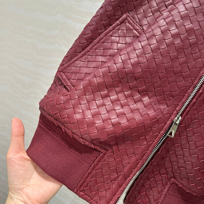 24fw woven leather jacket