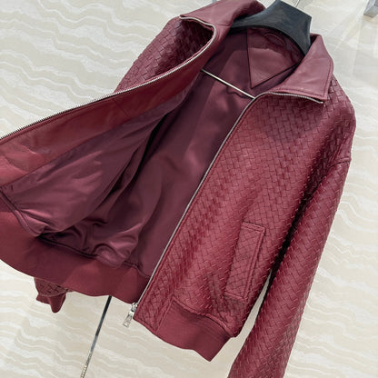 24fw woven leather jacket