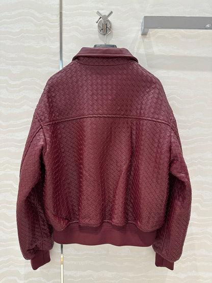 24fw woven leather jacket