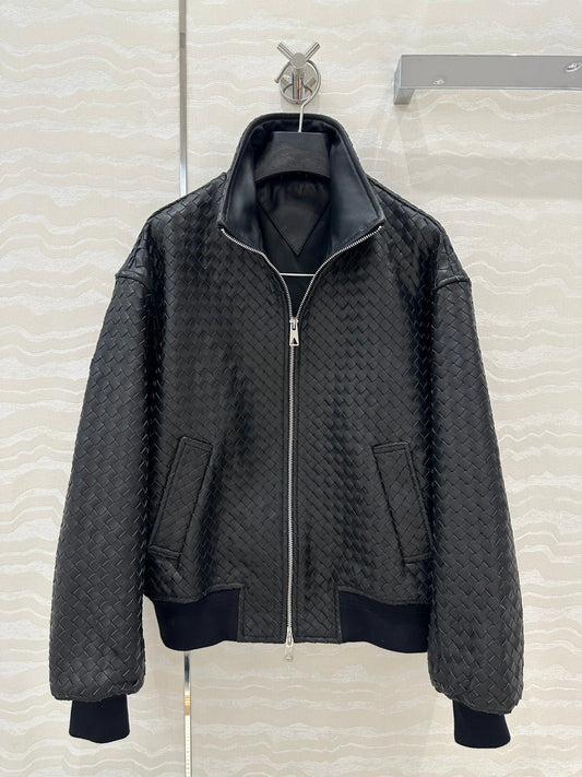 24fw woven leather jacket